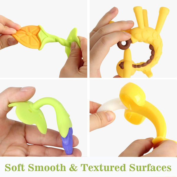 Chuya Teething Toys for Baby, Teethers with Banana Toothbrush Teeth Brushing,BPA-Free,Chew Toy Infants Toddlers Silicone Teether for Babies 0-6-12