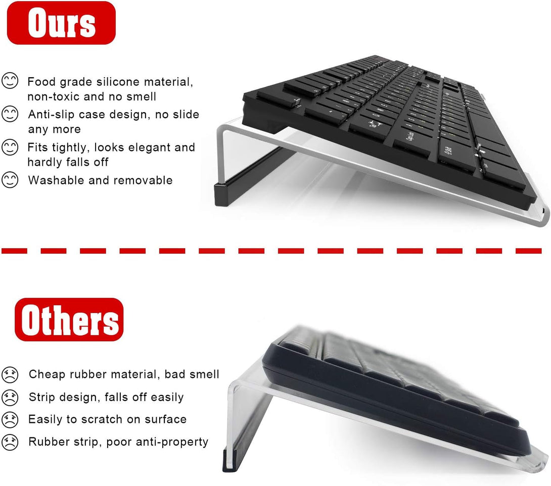 Acrylic Tilted Computer Keyboard Stand for Ergonomic Typing, Keyboard Tray Holder with Silicone Non-Slip Case, Clear