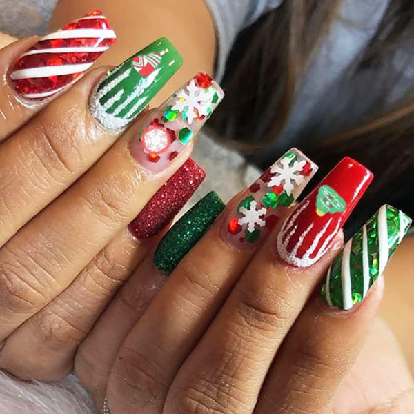 Christmas Nail Glitter Sequins, 24 Grids Holographic Snowflake Nail Art Flakes Xmas Tree Snowmen Santa Claus Stars Christmas Nail Design Winter