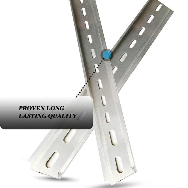 2 Piece DIN Rail Slotted for Hardware Components Mounting, Aluminum Din Rails with RoHS - 13 Inches Long, 35mm Width, 7.5mm Height