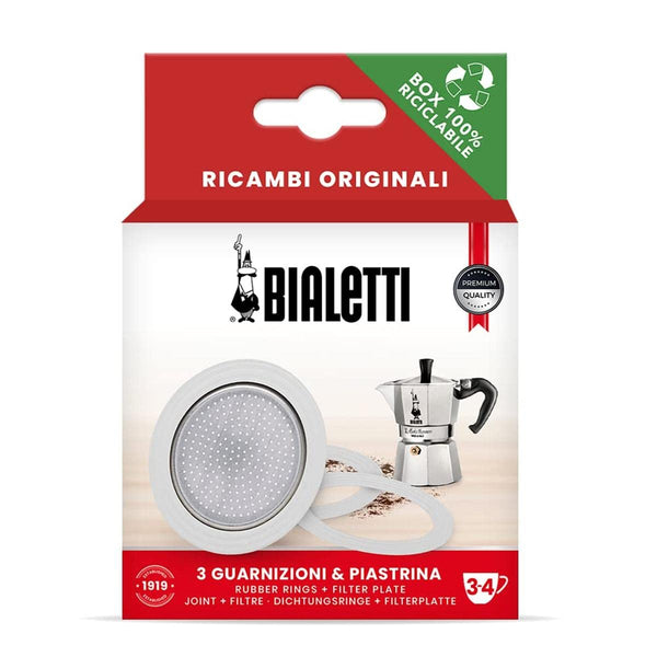 Bialetti Spare Parts, Includes 3 Gaskets and 1 Plate, Compatible with Moka Express, Fiammetta, Break, Happy, Dama, Moka Melody, Alpina, Moka Timer