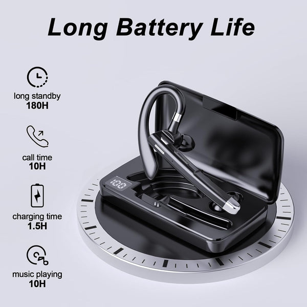 Bluetooth Headset,Wireless Bluetooth Earpiece with 500mAh Charging Case 80 Hours Talking Time，V5.1 Hands-Free Earphones with Built-in Mic for