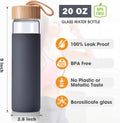 20 Oz Borosilicate Glass Water Bottle with Bamboo Lid and Silicone Sleeve Ã¢ÂÂ Reusable BPA Free Drinking Bottle with Lids - Cute Bottle for Women -