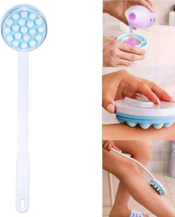 Joyzan Back Lotion Applicator, Long Handled Shower Massager Roll Brush Wand | Self Reach Tanner Bath Dispenser Curved Rotating Head Sunscreen Skin