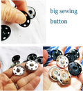 JOSDIOX Large Snaps for Sewing Big Sew on Snap Large Buttons 12 Sets Big Metal Snap Fastener Buttons Press Button for Sewing Clothing Silvery and