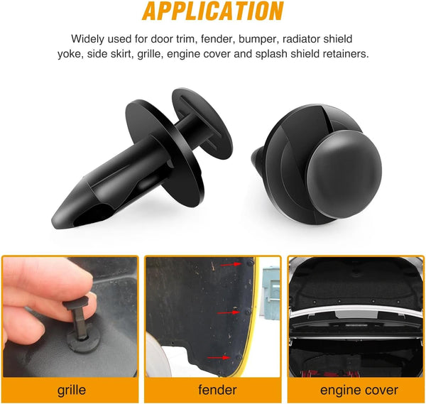 GOOACC Universal Plastic Fender Clips,200 Pcs Push Bumper Fastener Rivet Clips with 6 Size Auto Body Retainer Clips Bumpers,Car Fender Replacement