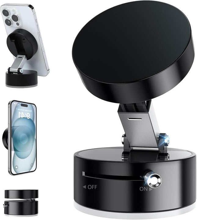 Fachooi Suction Cup Phone Mount Pro - Next-Gen Vacuum Magnetic Phone Holder for Car, 210Â° Adjustable Angle, Non-Slip Da