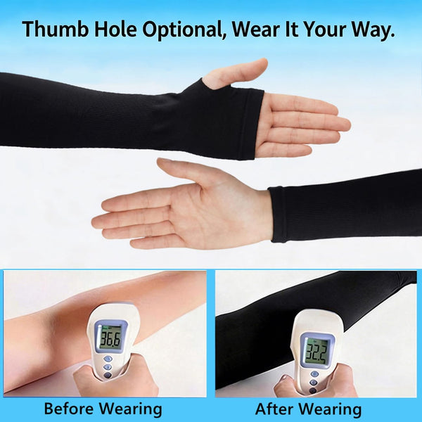 Sun Protection Arm Sleeves with Thumb Holes for Men Women,Cooling Compression UV Arm Cover,Outdoor Sports Sleeve Arm