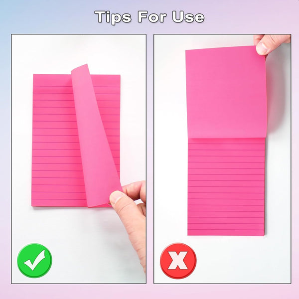9 Pack Lined Sticky Notes 4X6 in Post Sticky Notes with Lines, Large Ruled Post Sticky Colorful Super Sticking Power Memo Pads Strong Adhesive