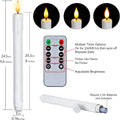Homemory 3 Pcs Flameless Taper Candles with Remote Timer Dimmer, 9.6" White Flickering Candlesticks Battery Operated, Realistic Plastic LED