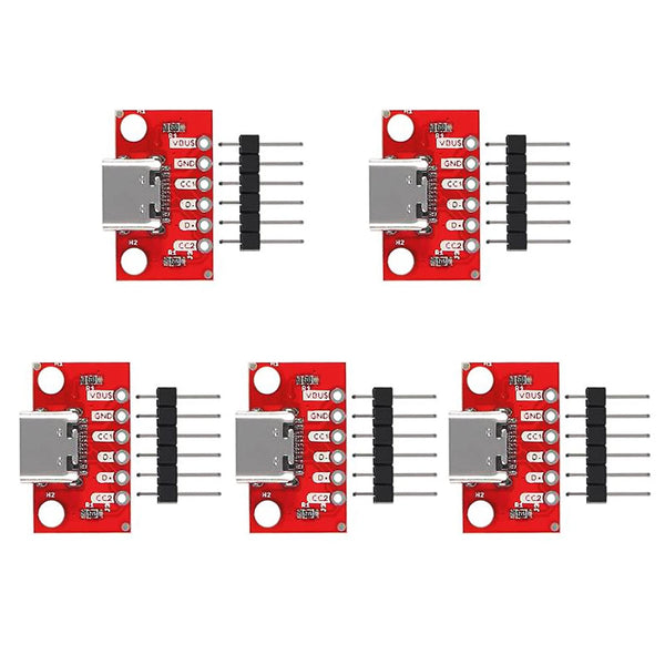 DIANN 5pcs USB Type-C Breakout Board Serial Basic Breakout Female Connector Type PCB Converter Board
