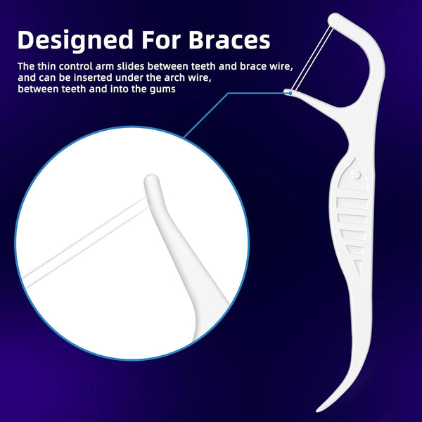 RAZOKO Orthodontic Flossers for Braces, Ortho Dental Floss Picks, Braces Flossers for Kids Teeth & Adults, Unflavored, 150 Count (Pack of 2)
