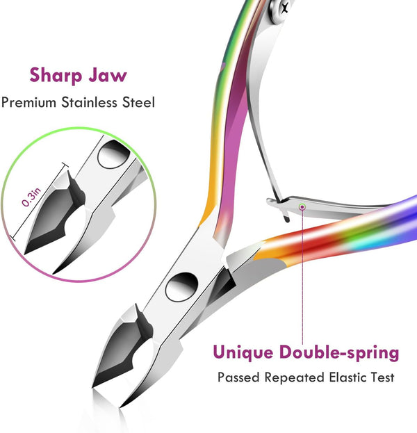 Cuticle Trimmer Cuticle Remover with Cuticle Pusher, XUNXMAS Professional Stainless Steel Durable Pedicure Manicure Tools Cutter Nipper Scissor