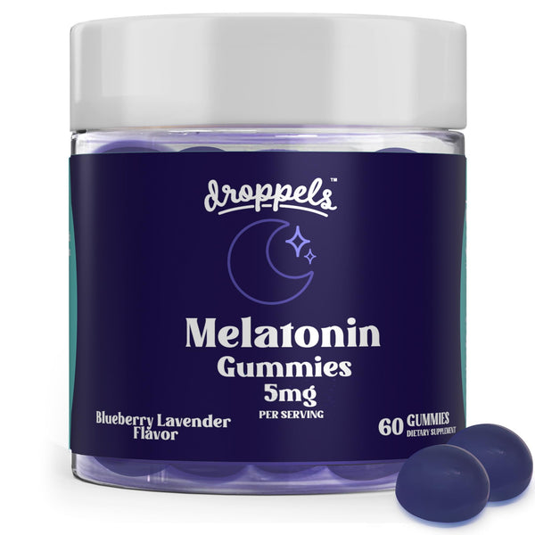 Droppels Melatonin Gummies for Adults – 5mg Sleep Support, Vegan & Plant-Based with Chamomile, Natural Sleep Aid for Falling Asleep Faster &