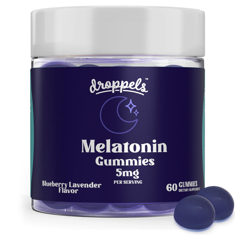 Droppels Melatonin Gummies for Adults – 5mg Sleep Support, Vegan & Plant-Based with Chamomile, Natural Sleep Aid for Falling Asleep Faster &