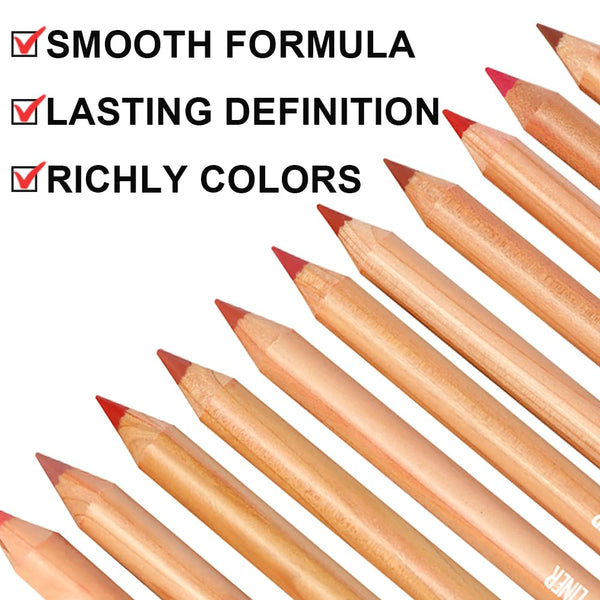 12 Colors Lip Liner Set, Matte Finish Series Lip Liners Pen, Set A | for Women, Long Lasting Waterproof Smooth High Pigmented Lip Pencil for Daily