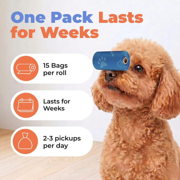 Best Pet Supplies Dog Poop Bags for Waste Refuse Cleanup, Doggy Roll Replacements for Outdoor Puppy Walking and Travel, Leak Proof and Tear