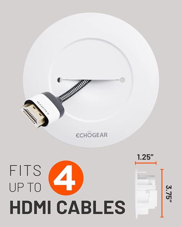ECHOGEAR TV Cord Hider for Wall Mounted TV 4 Pack - Cable Management Kit Hides TV Wires - Includes 2 Pass Throughs, Locking Brackets, and Hole Saw