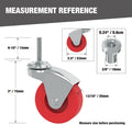 BIG RED 2.5 Inch Stem Caster Wheels Set of 6,Heavy Duty 360 Degree Swivel Stem Casters for Creeper Service Utility Cart Stool Post