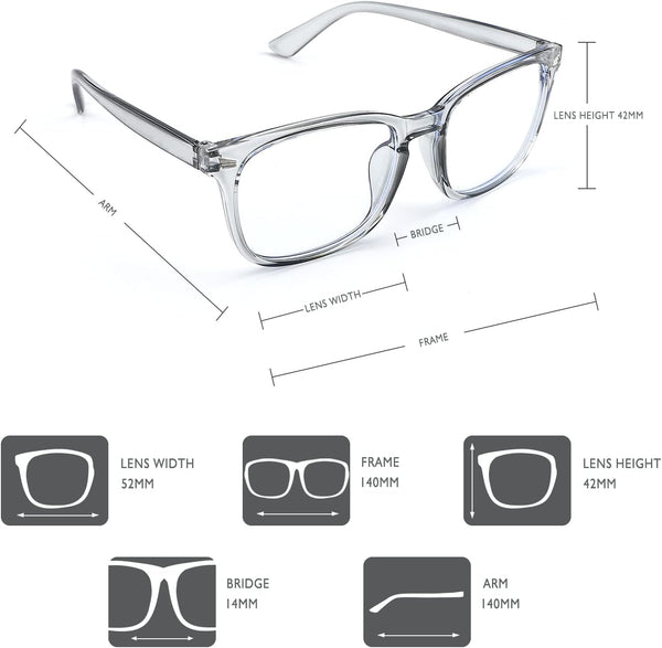 2 Pack Blue Light Glasses for Women and Men - Computer Glasses Black & Transparent