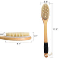 OWIIZI Bath Brush with Cellulite Massagers, Wooden Curved Long Handle Antiskid Dry Brushing Body Brush for Exfoliating, Natural Bristle Back