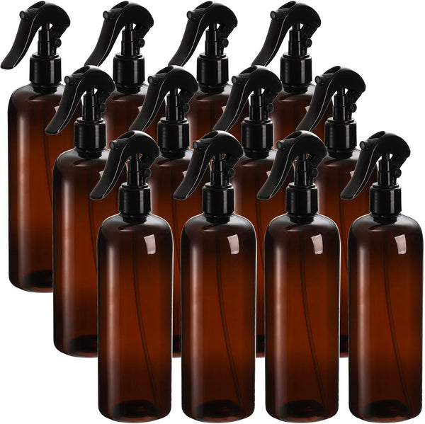 Bekith 12 Pack Plastic Spray Bottles with Black Fine Mist Sprayers, 16Oz Refillable Spray Container for Cleaning Solutions, Plants, Hair