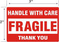 [1 Roll, 500 Labels] 2" x 3" Fragile Stickers Handle with Care Warning Packing/Shipping Labels - Permanent Adhesive