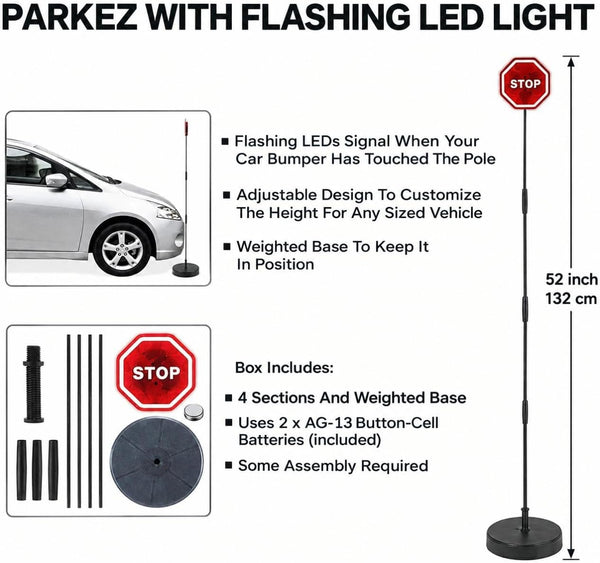 PARKEZ Flashing LED Light Parking Stop Sign For Garage