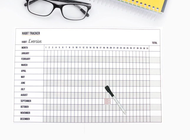 Dry Erase Habit Tracker Calendar Ã¢ÂÂ Double-Sided Monthly & Yearly Goal Plann