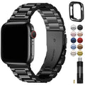 Fullmosa Metal Band with Case for Apple Watch 45/44/42/46/49/41/40/38mm | Fits iWatch Series 11 10 9 8 7 6 5 4 3 2 1 SE3/2/1 Ultra3/2/1,Stainless
