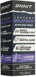 ONNIT Melatonin Liquid Sleep Support Spray, IGEN™ Non-GMO Tested, Lavender Flavor, Sleep Support for Adults, 3mg Melatonin per Spray, 1 fl oz