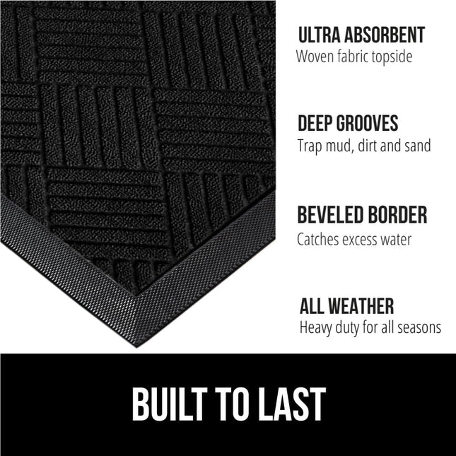 GORILLA GRIP 100% Waterproof All-Season Weathermax Doormat, Durable Natural Rubb