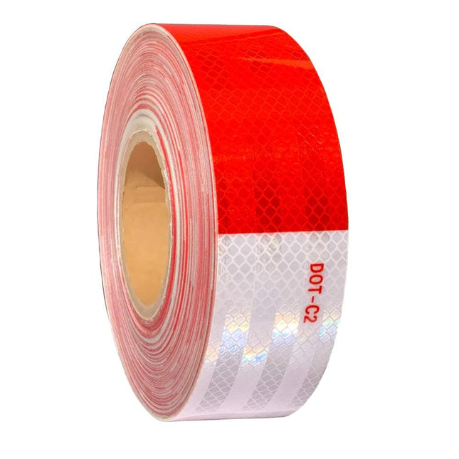 WAENLIR 2 Inch X 30 Feet Reflective Safety Tape DOT-C2 Waterproof Red and White 