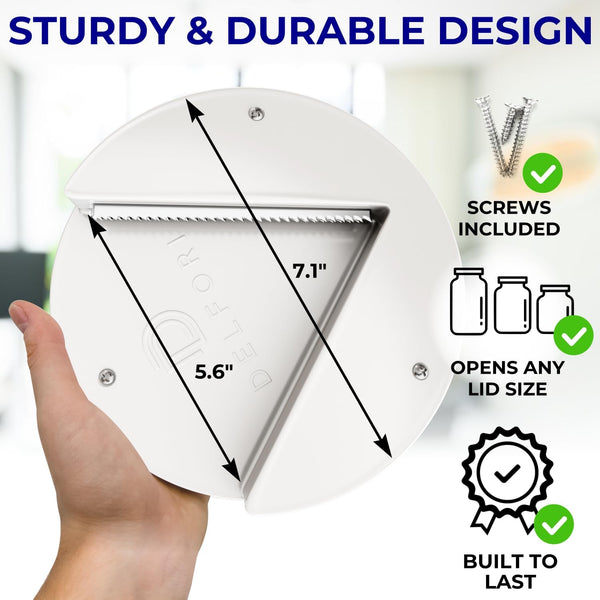 Under Cabinet Lid Jar Opener - for Weak Hands and Seniors with Arthritis - Heavy Duty, Allows to Easily Unscrew Any-Size Lid - Effortless Bottle &