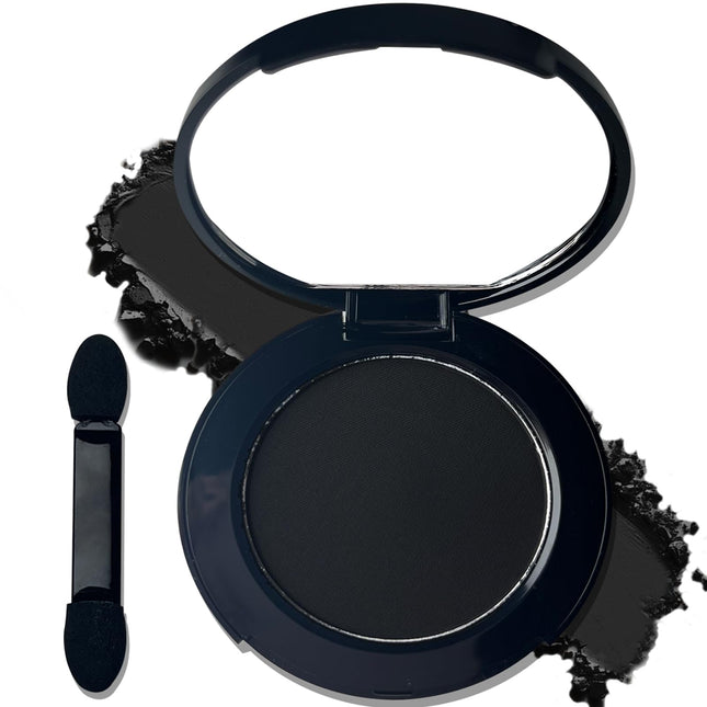 MEICOLY Black Eye Shadow with Mirror,Matte Single Eyeshadow for Halloween,Presse