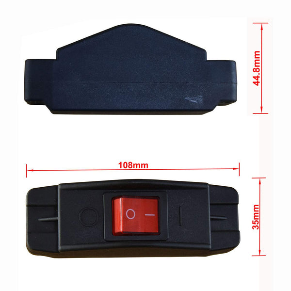 20A Heavy Duty Inline Cord Switch | ON/OFF Rocker Button, Red Indicator Light, Inline Design 20A125V
