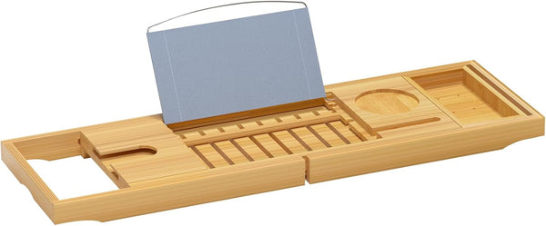Luxury Bathtub Caddy TrayÃ¯Â¼ÂBamboo Bathtub Tray Caddy - Wood Bath Tray ExpandableÃ¯Â¼ÂCan Be Placed Book and Integrated Tablet Smartphone and Wine