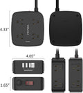 10 Ft Surge Protector Power Strip - 8 Widely Outlets with 4 USB Ports, 3 Side Outlet Extender with 10 Feet Extension Cord, Flat Plug, Wall Mount,