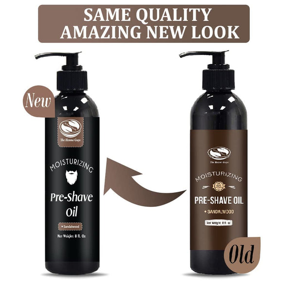 The Henna Guys 8 Fl. Oz Pre-Shave & Beard Conditioning Oil for Men, Sandalwood Scent, with Jojoba, Argan, & Marula Oils, Free from Ammonia,