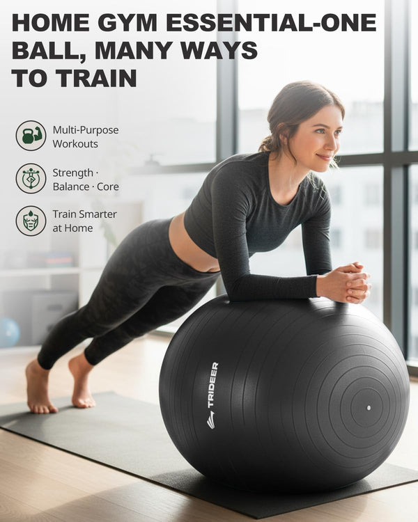 Trideer Extra Thick Yoga Ball Exercise Ball, 5 Sizes Gym Ball, Heavy Duty Ball Chair for Balance, Stability, Pregnancy, Quick Pump Included