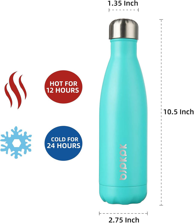 BJPKPK 17Oz Insulated Stainless Steel Water Bottles,Sports Water Bottles Keep Cold for 24 Hours and Hot for 12 Hours,Bpa