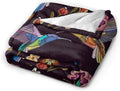 Hummingbird Bird Fleece Throw Blanket Ultra Soft Cozy Blooming Flowers Decorative Flannel Blanket All Season for Home Couch Bed Chair Travel