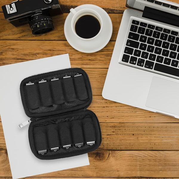JBOS 10 Slots Neoprene USB Flash Drive Case with 20 Identification Labels,Anti-Static Thumb Drive Organizer Bag, Slim Portable Memory Stick