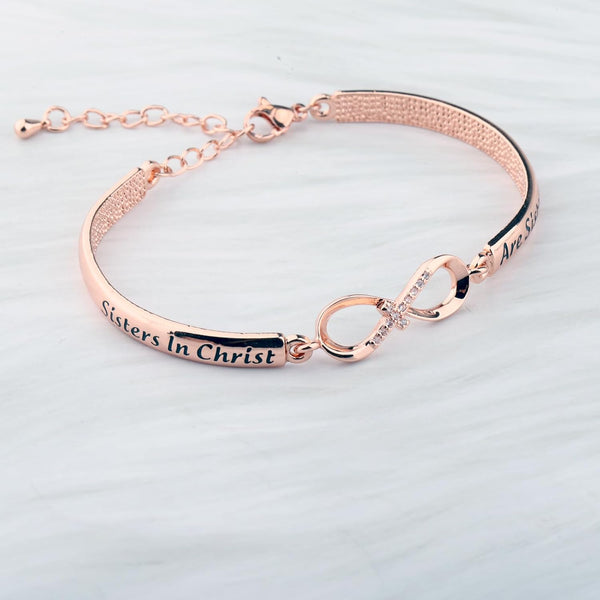 AKTAP Religious Christian Bracelet Sisters Christ are Sisters for Life Christening Baptism Gifts for Women Copper