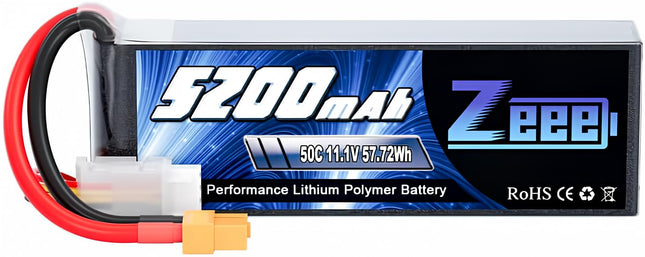 Zeee 3S Lipo Battery 5200Mah 50C 11.1V RC Batteries with XT60 Connector Soft Cas