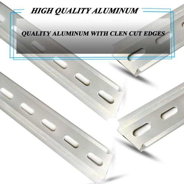 2 Piece DIN Rail Slotted for Hardware Components Mounting, Aluminum Din Rails with RoHS - 13 Inches Long, 35mm Width, 7.5mm Height