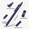UIXJODO Gel Pens, 5 Pcs 0.5mm Black Ink Pens Fine Point Smooth Writing Pens with Silicone Grip, High-End Series Metal Clip Retractable Pens for