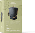 Impresa 2 Pack Bamboo Compost Bin for Kitchen – 1 Gallon Countertop Container with Lid & Indoor Food Waste Composter