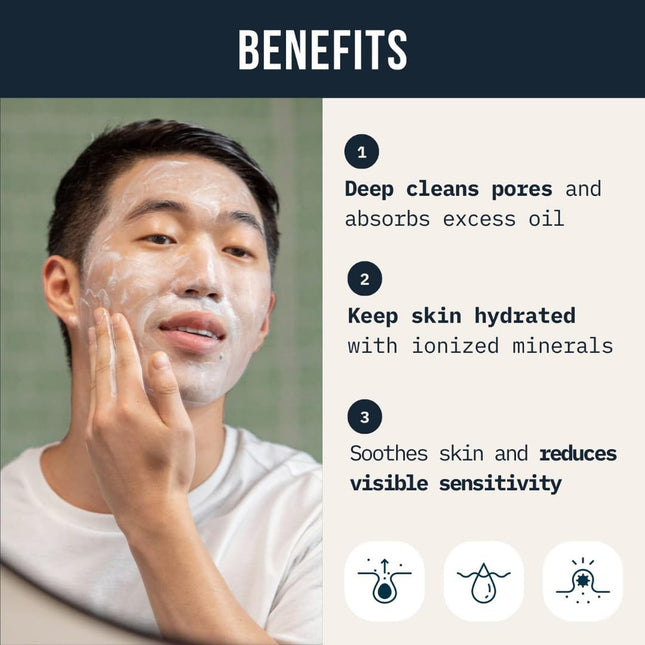Cardon Men'S Deep Pore Cleaning Clay Face Wash, 4X Better than Charcoal, Oily, A