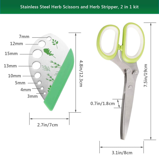 Herb Scissors Herb Stripper Set, Luxiv Stainless Steel Herb Cutter Tools 5-Blades Scissors with Herb Stripping Tool, Saf
